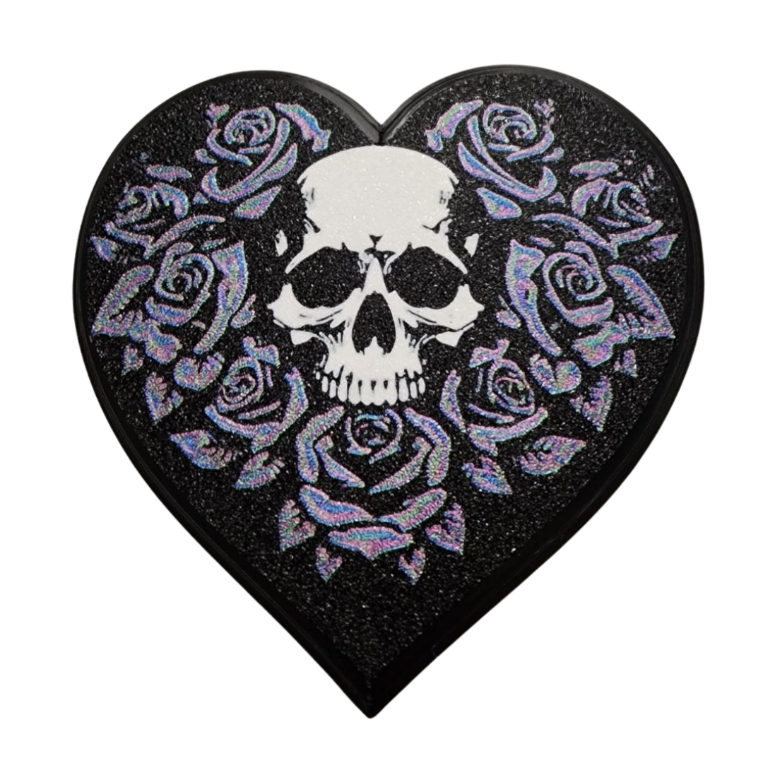 Skull and Roses Heart Trinket Box