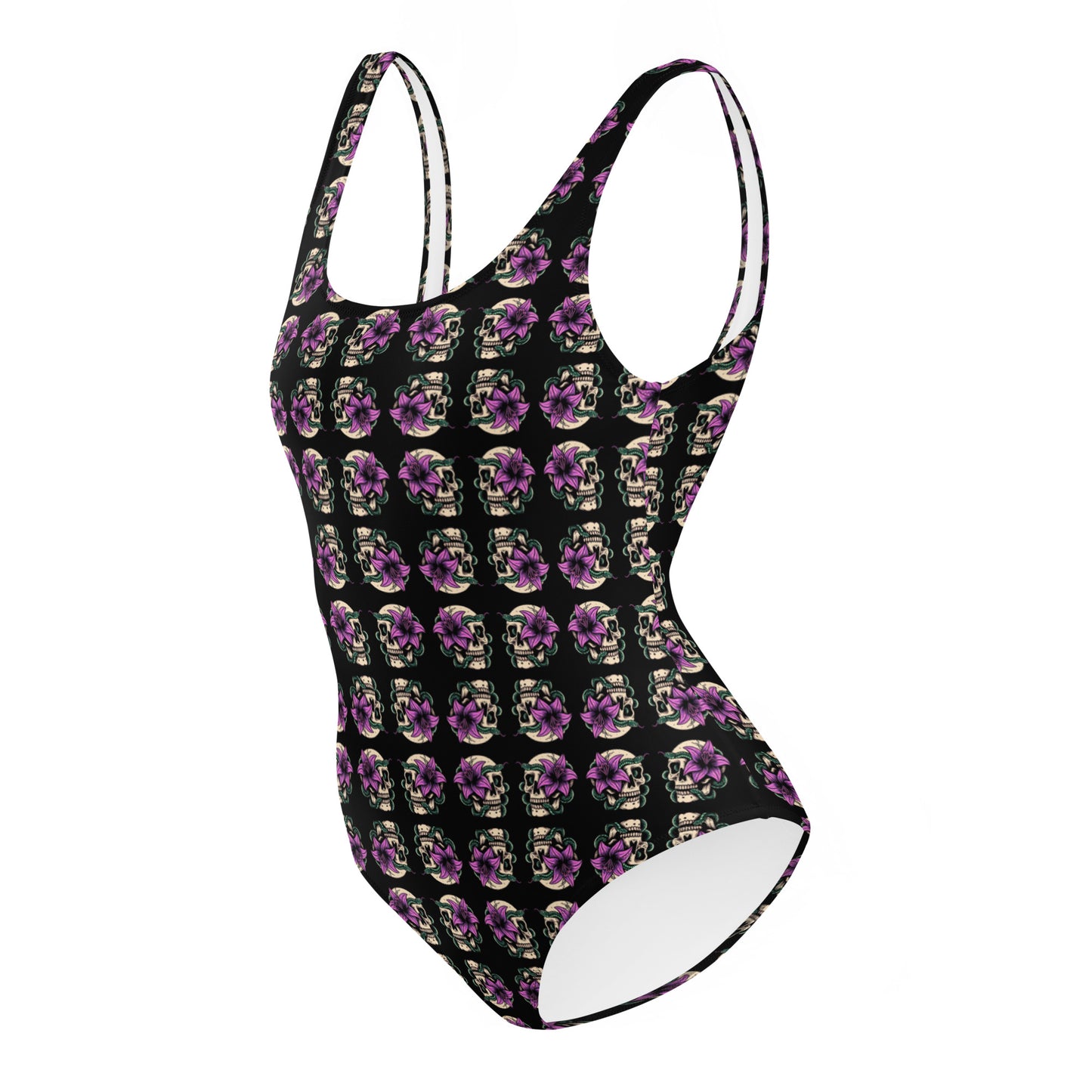 Skull Lily Snake One-Piece Swimsuit