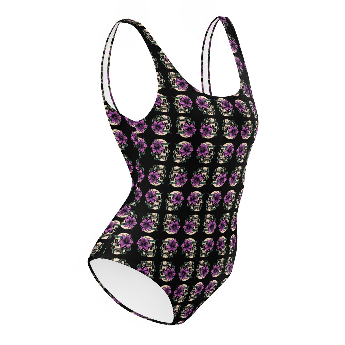 Skull Lily Snake One-Piece Swimsuit