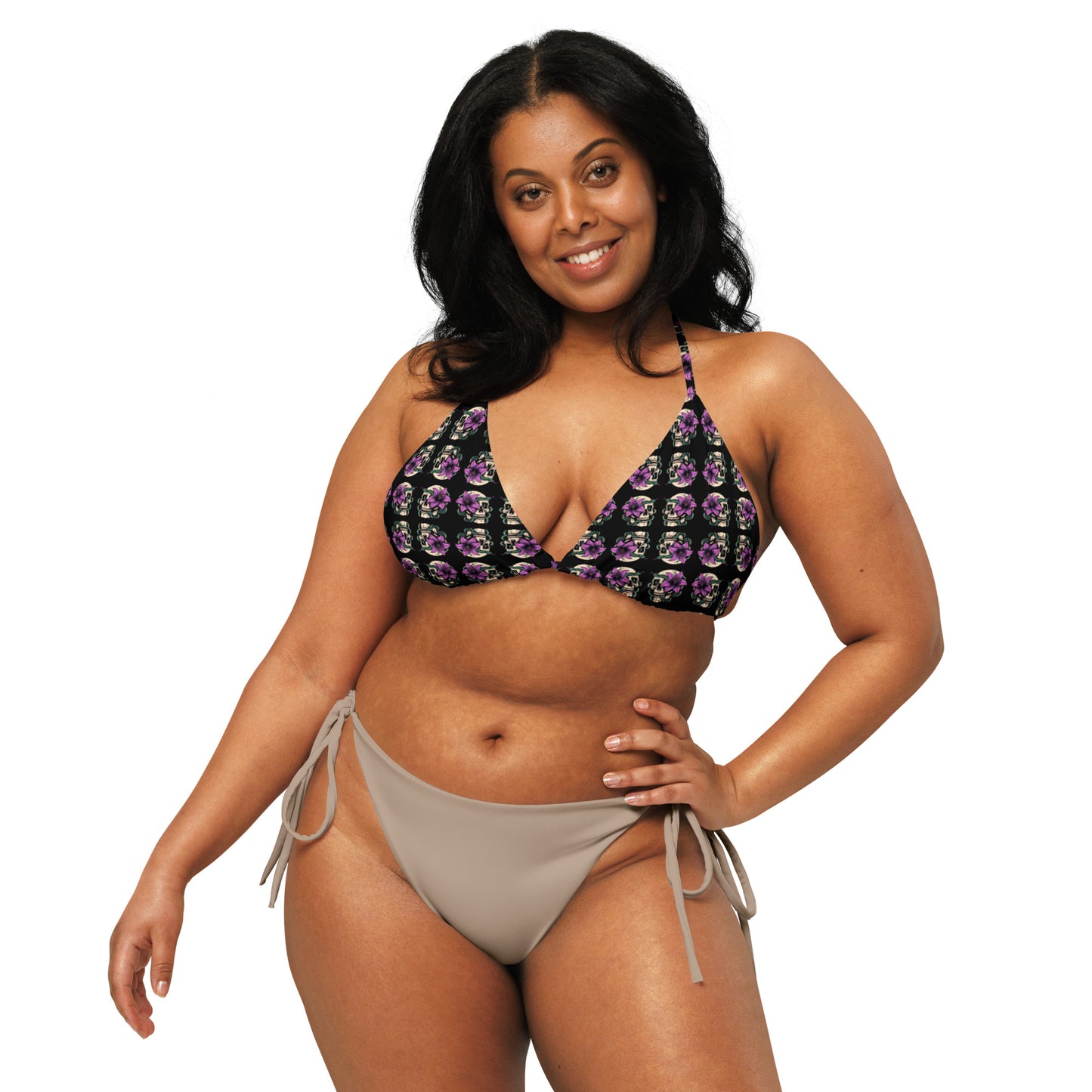 Skull Lily Snake Recycled String Bikini Top