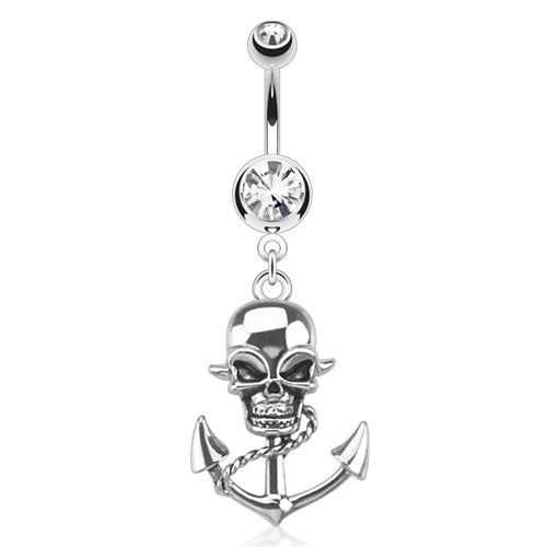 CLEARANCE - Pirate Skull and Anchor Belly / Navel Ring