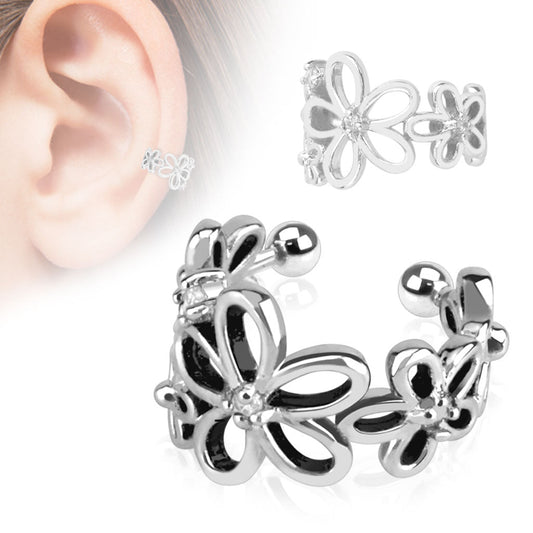 CLEARANCE - Daisy Flower with Clear CZ Accents Ear Cuff
