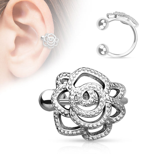 CLEARANCE - Rose with Paved Beads Ear Cuff