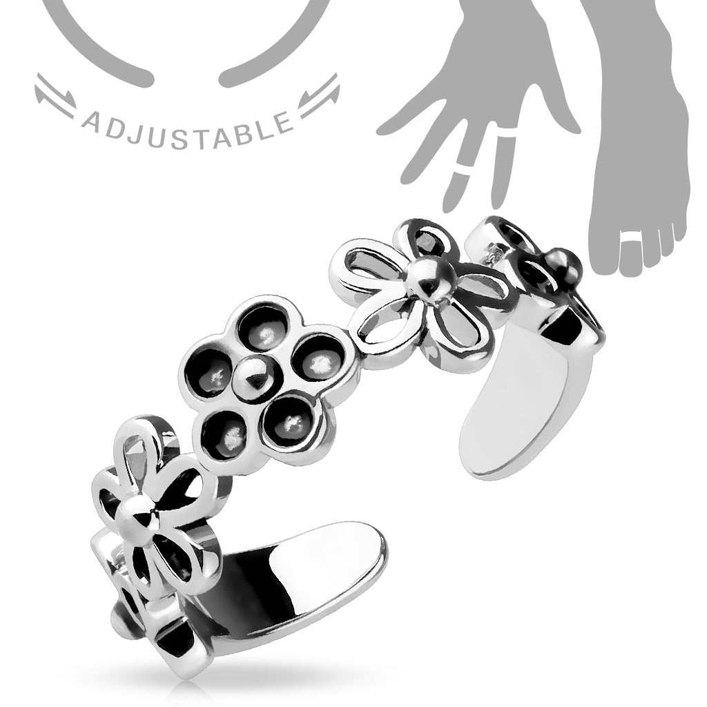 CLEARANCE - 5-Petal Flowers Adjustable Toe Ring