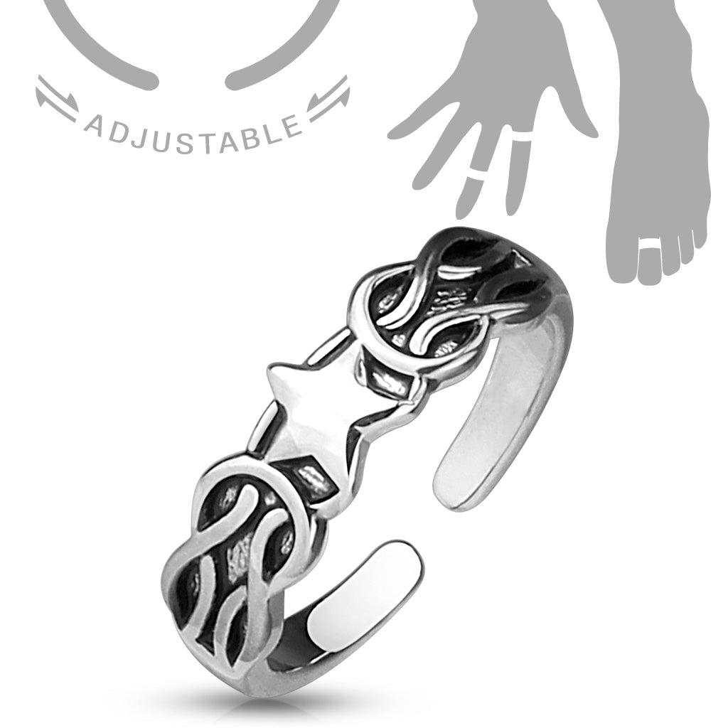 CLEARANCE - Star Center Wave Adjustable Toe Ring