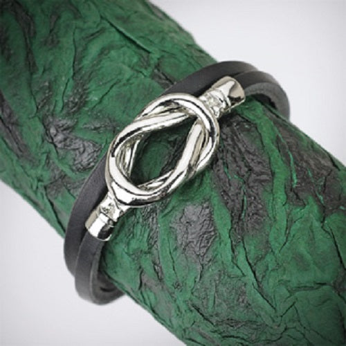CLEARANCE - Black Leather Infinity Bracelet