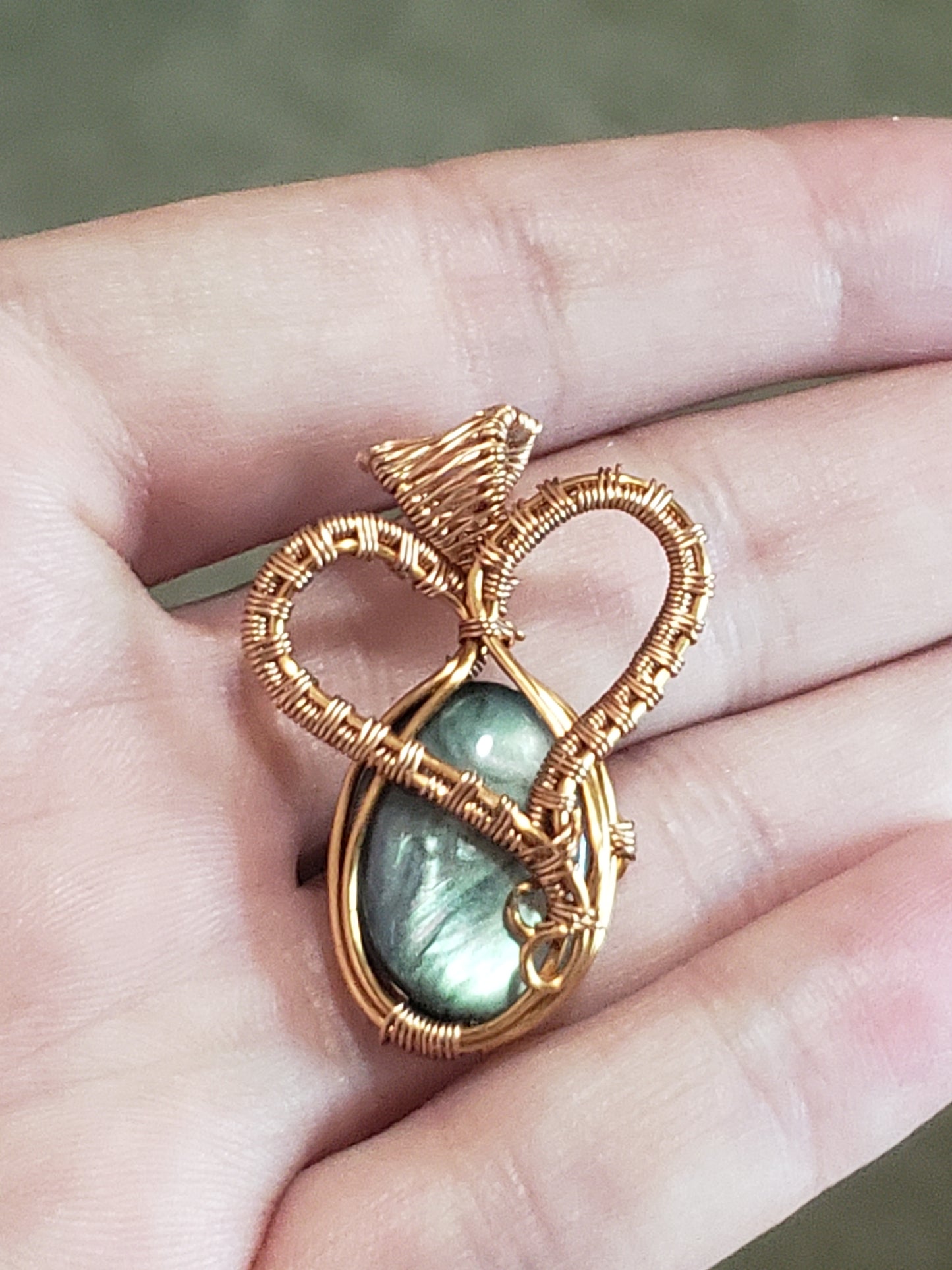 Small Heart-Shaped Copper & Abalone Pendant