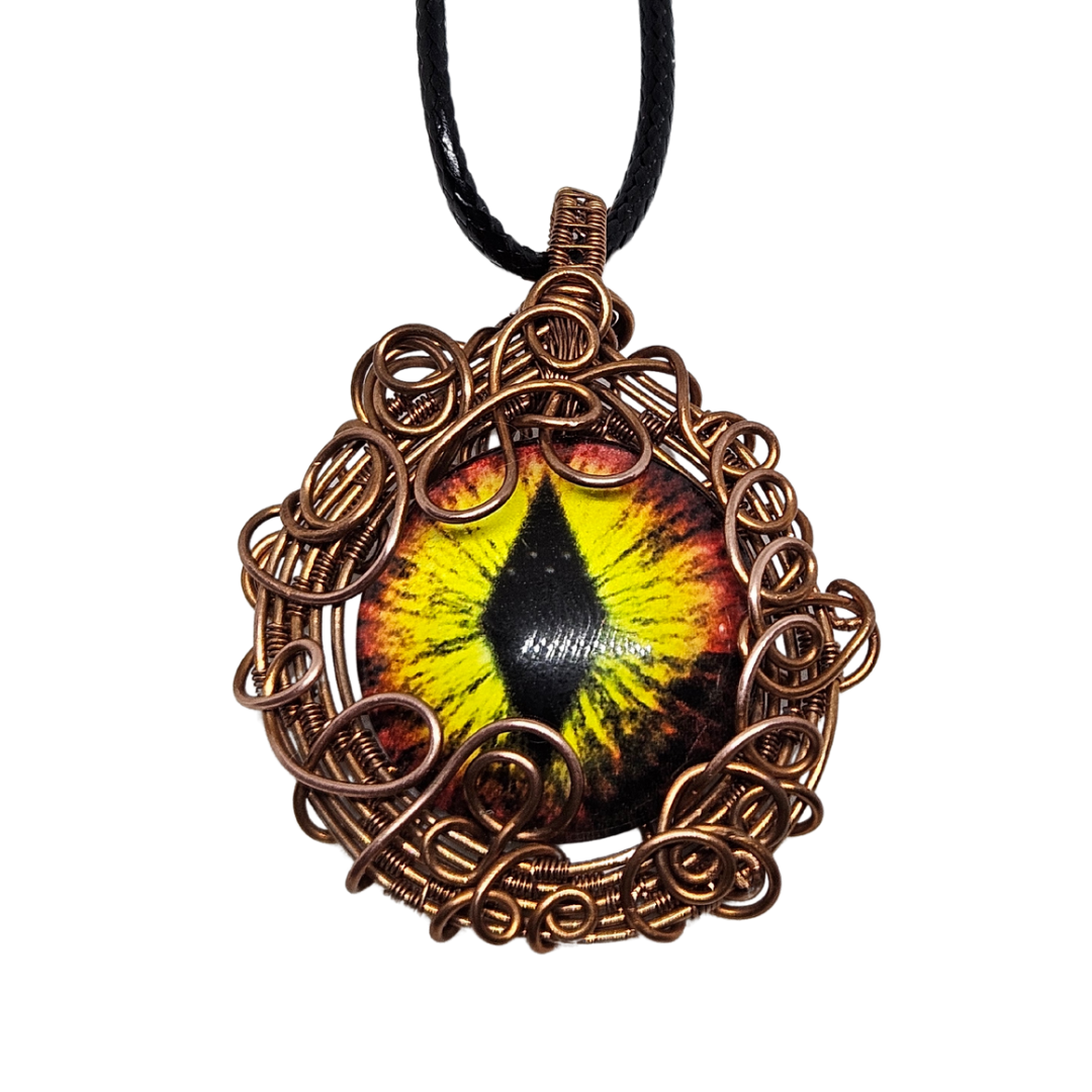 Yellow and Red Dragon Eye Medallion Pendant