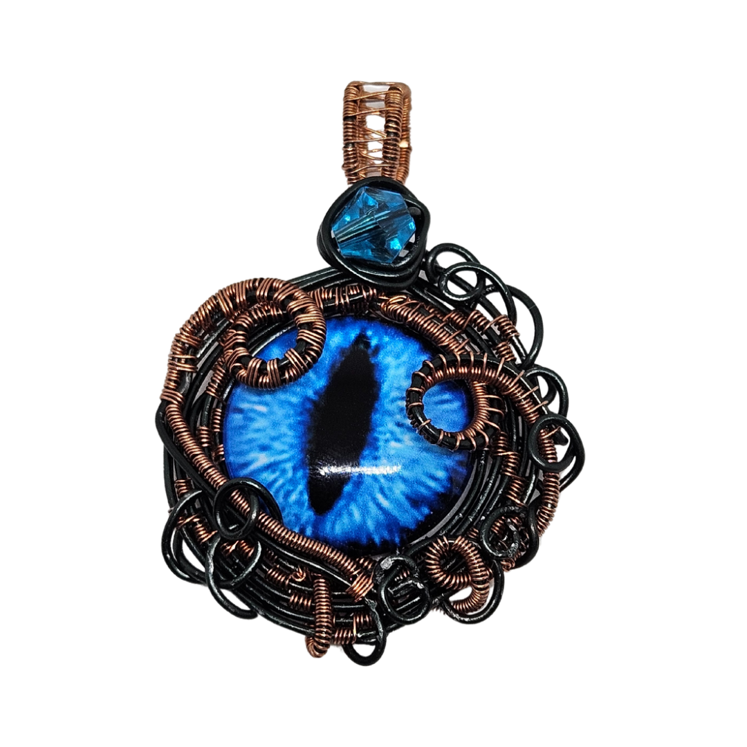 Black and Blue Dragon Eye Medallion Pendant