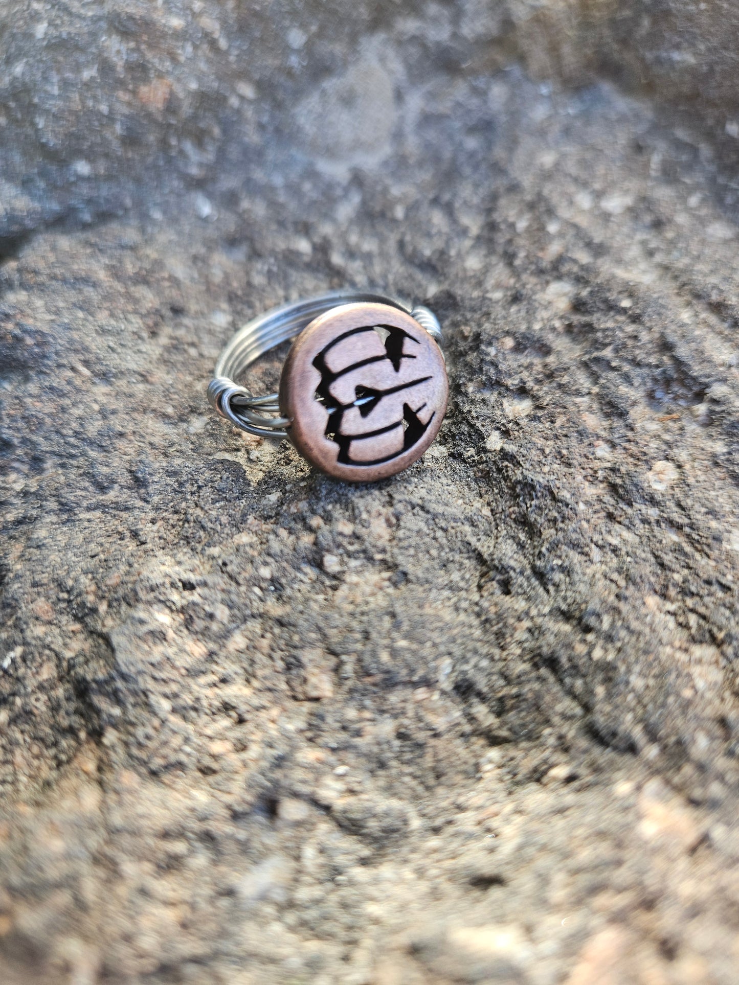 Pumpkin King Brass in Stainless Steel Wire Wrapped Ring