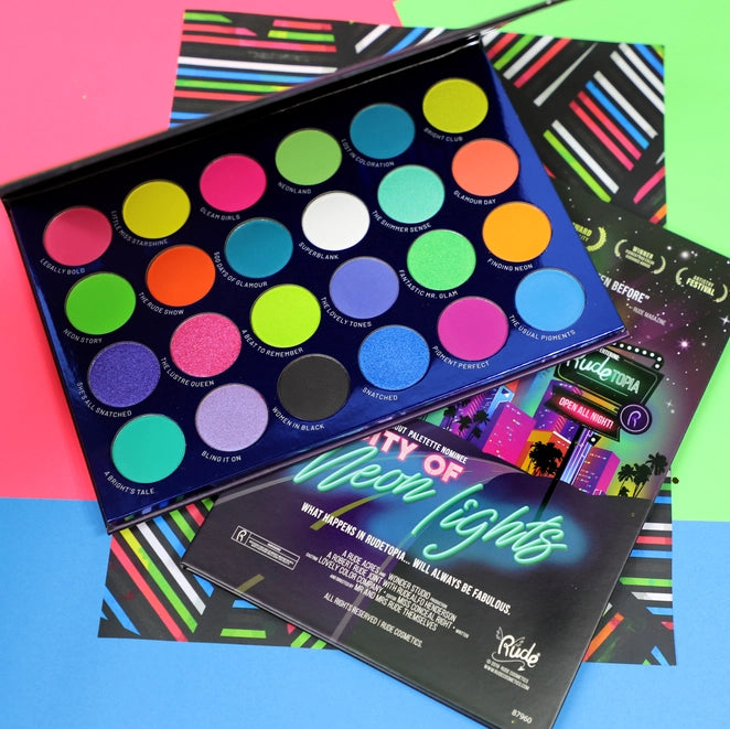 RUDE Cosmetics City of Neon Lights 24 Vibrant Pigment & Eyeshadow Palette