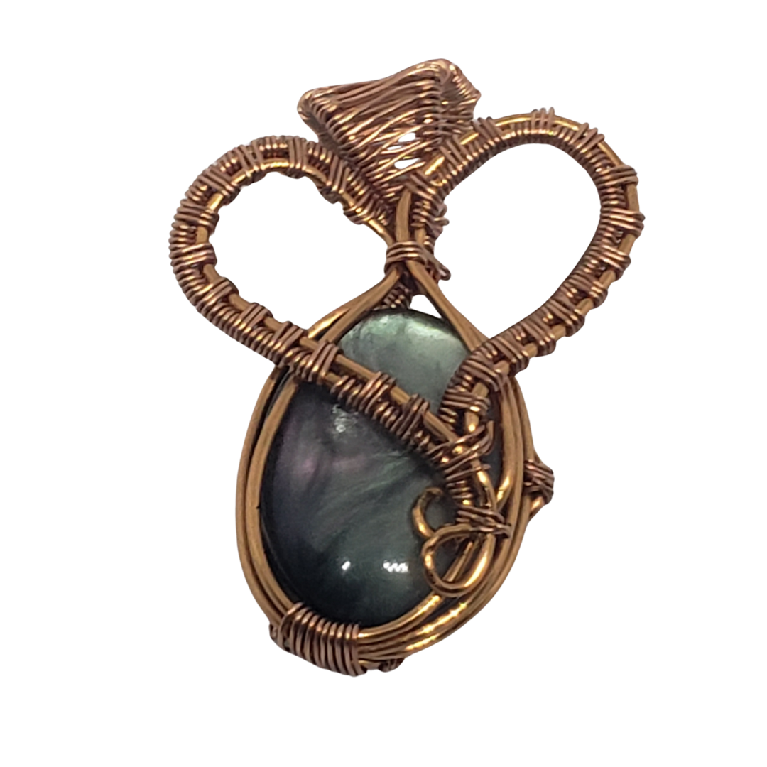 Small Heart-Shaped Copper & Abalone Pendant