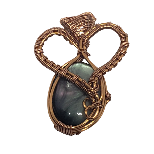 Small Heart-Shaped Copper & Abalone Pendant