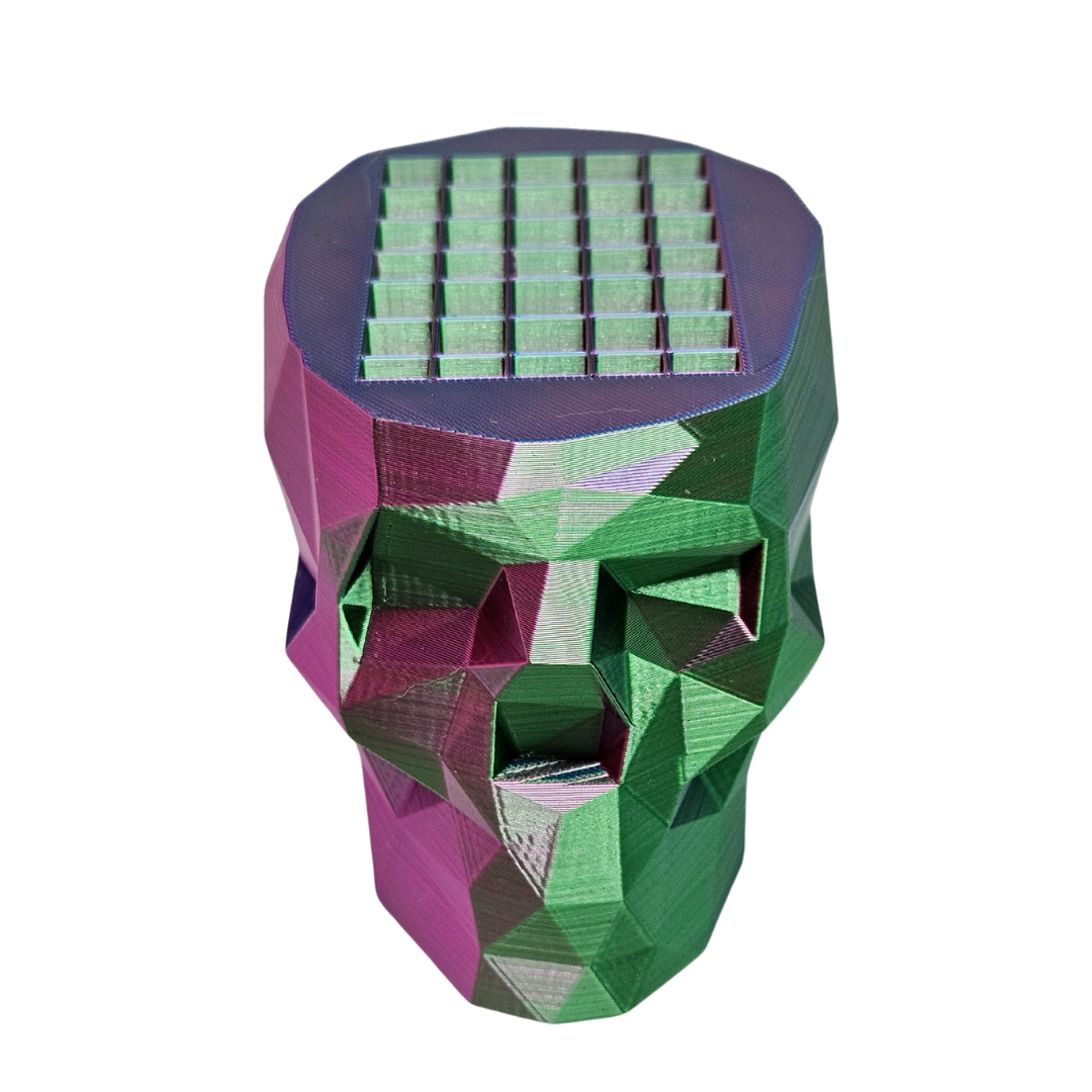 Geometric Chroma Skull Makeup Brush Holder