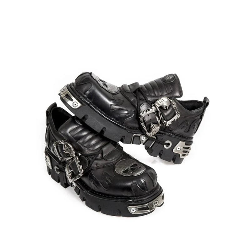 Punk Stitching Skull Buckle Shoes