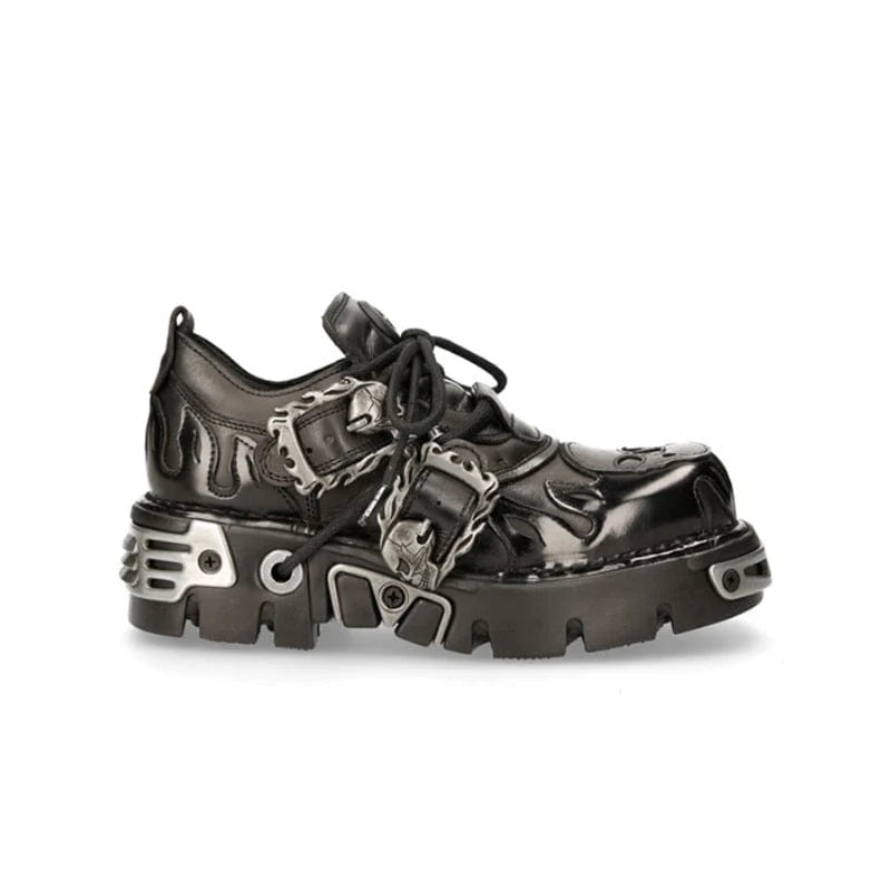 Punk Stitching Skull Buckle Shoes