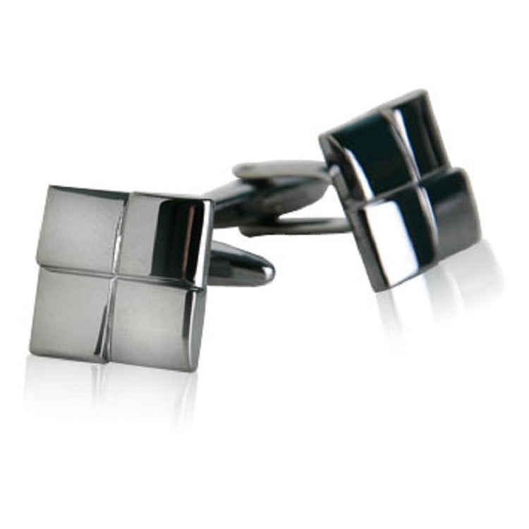 CLEARANCE - Square on Square Gunmetal Cufflinks