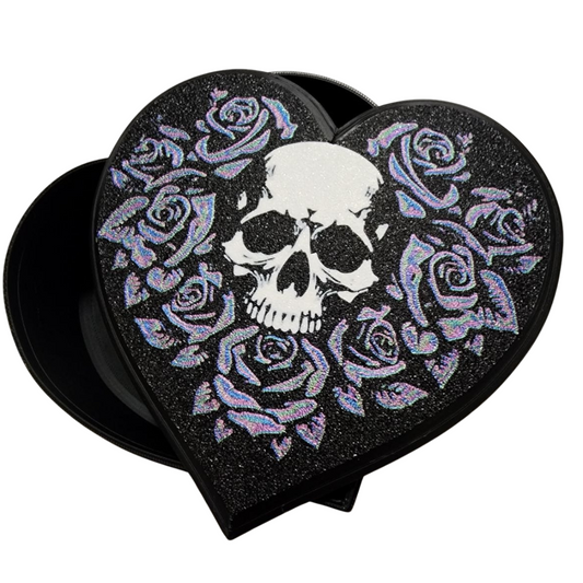 Skull and Roses Heart Trinket Box