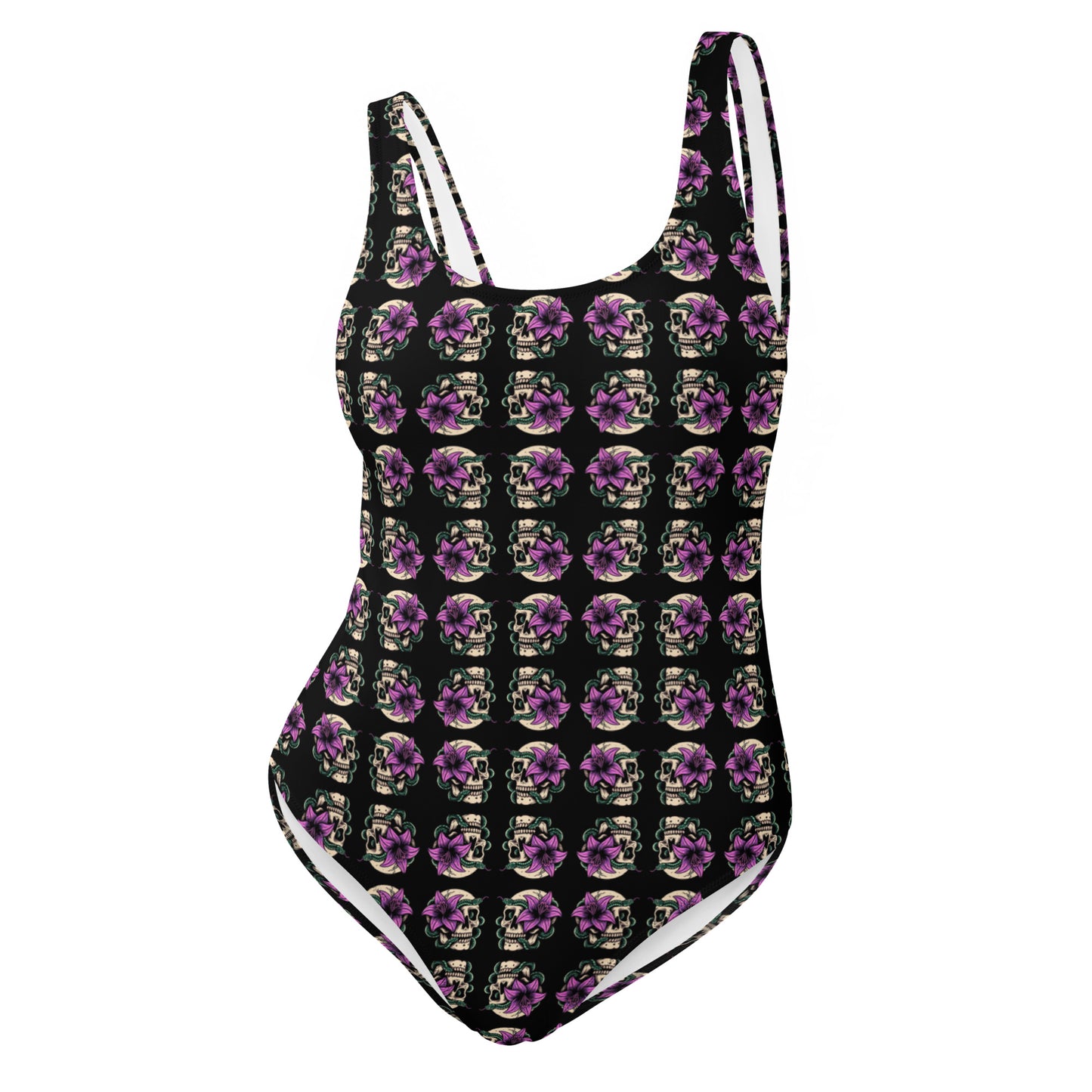 Skull Lily Snake One-Piece Swimsuit