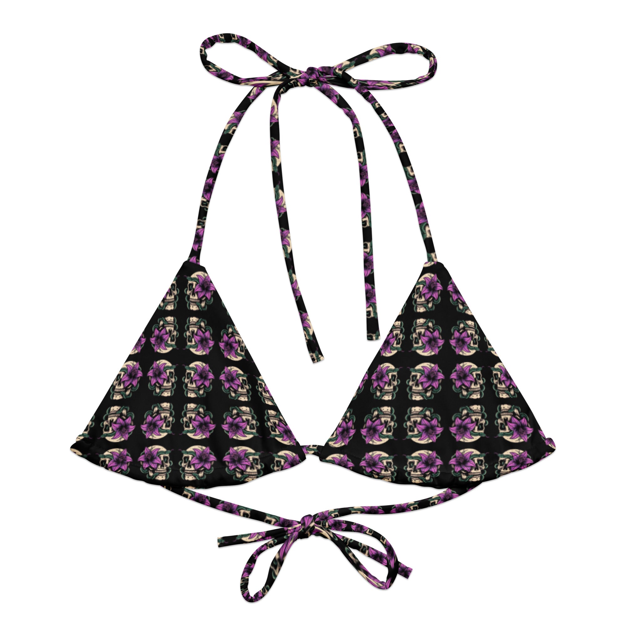 classic snakes crisscross bra-style bikini top Images... Skull Lily Snake Recycled String Bikini Top – Twisted Habits