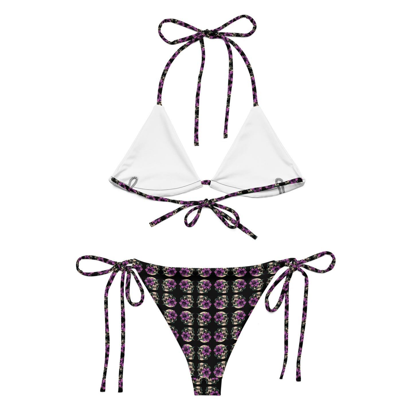 Skull Lily Snake Recycled String Bikini