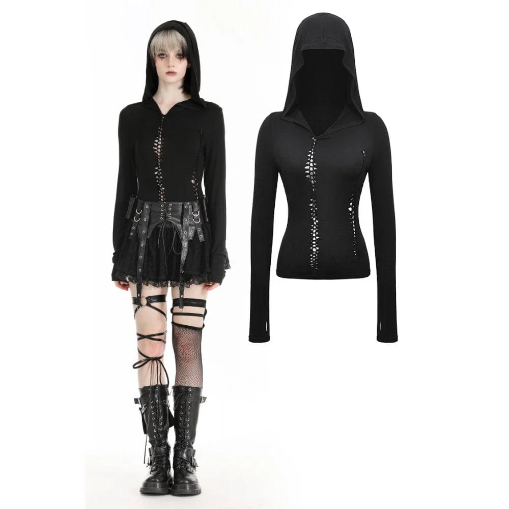 Women's Gothic Ripped Hoodie