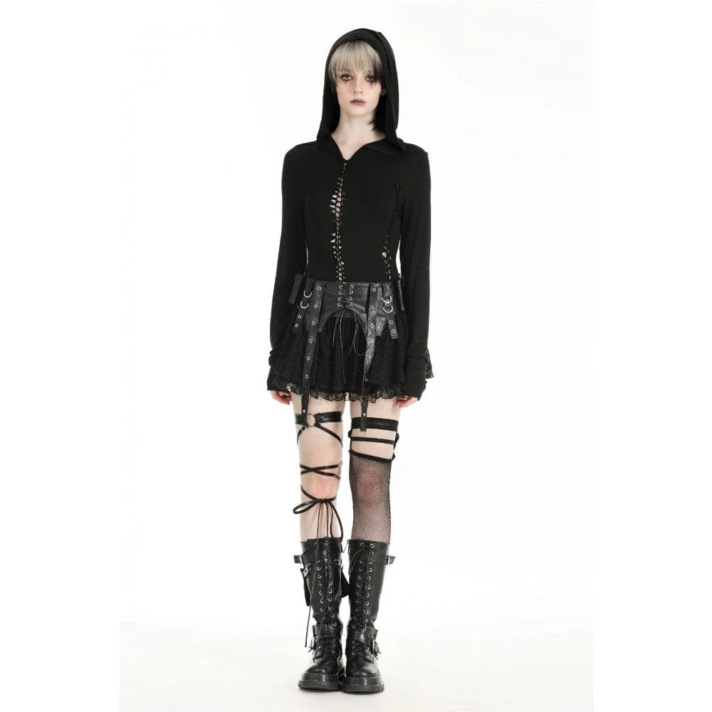 Women s Gothic Ripped Hoodie Twisted Habits