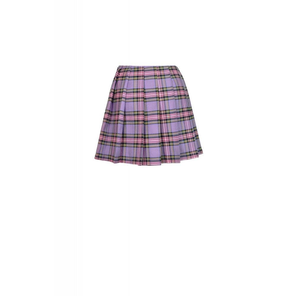 Punk Fake-two-layered Plaid Pleated Skirt