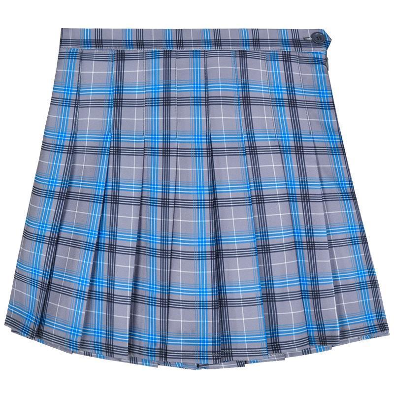 Plaid & Pleated Mini Skirt With Safety Pants