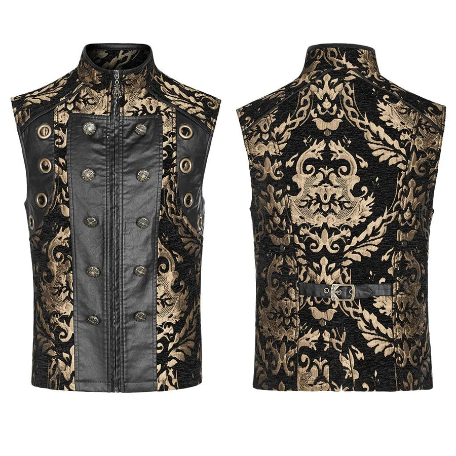 Men's Gothic Stand Collar Embossed Vest