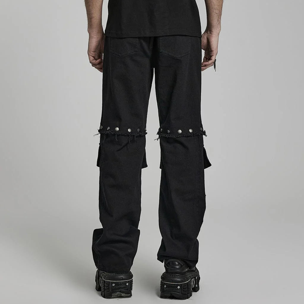 Men's Punk Distressed Detachable Pants