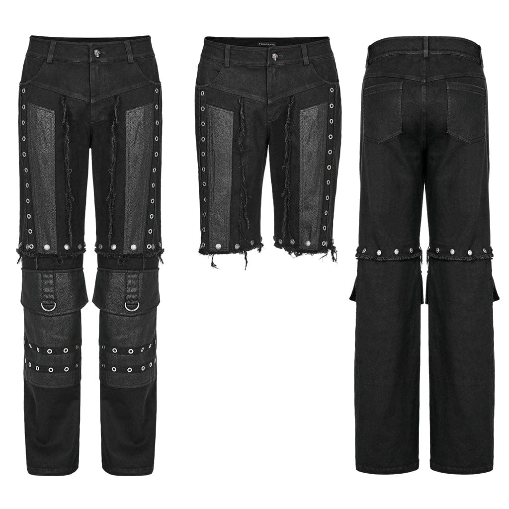 Men's Punk Distressed Detachable Pants