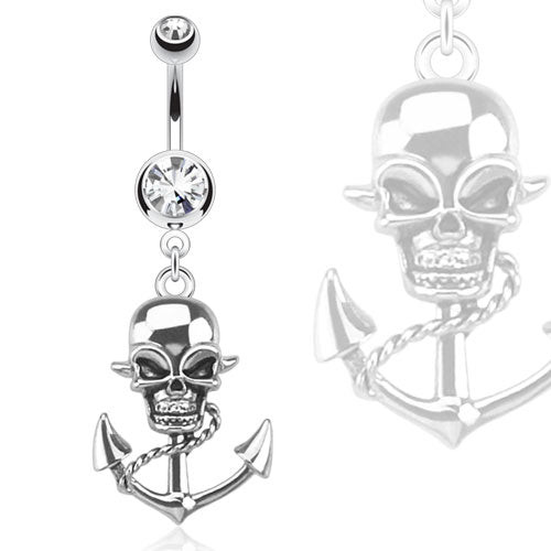 CLEARANCE - Pirate Skull and Anchor Belly / Navel Ring