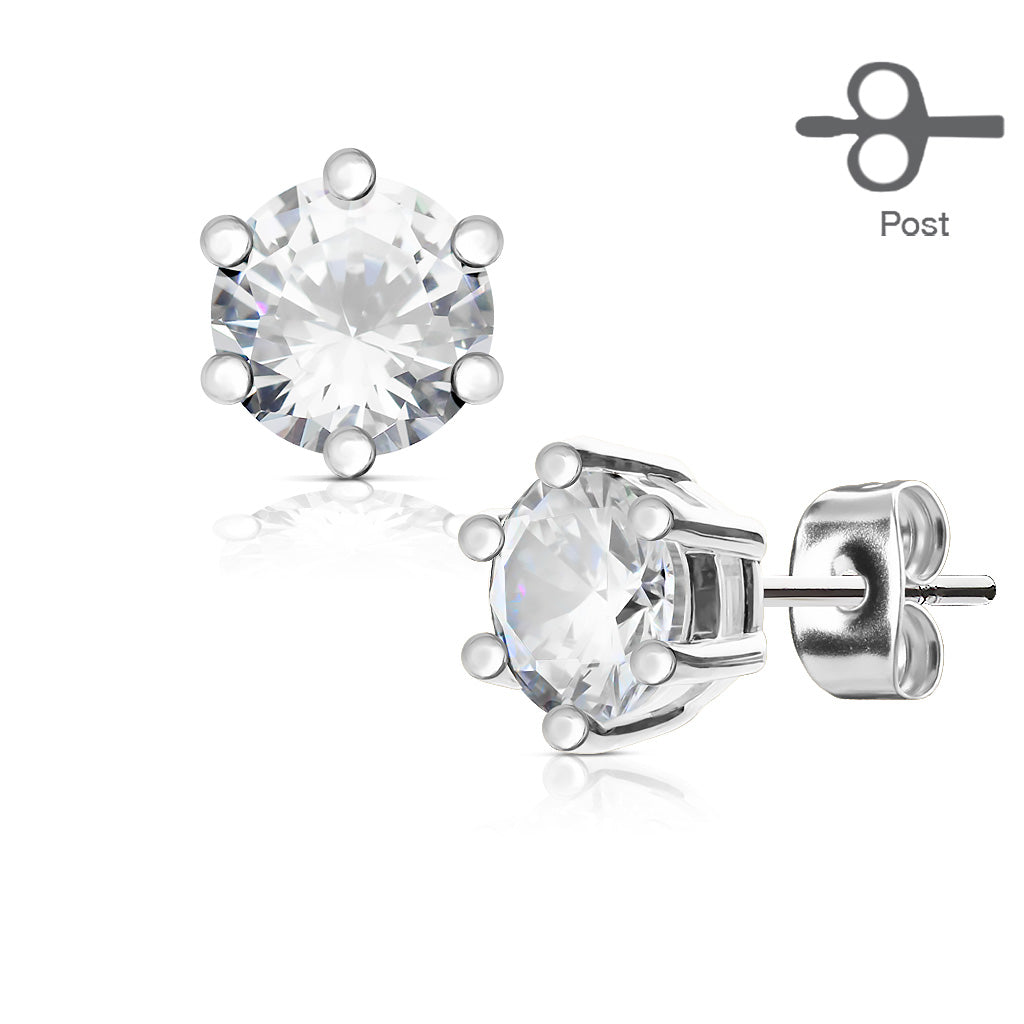 CLEARANCE - Pair of Clear/White CZ Silver Stud Earrings