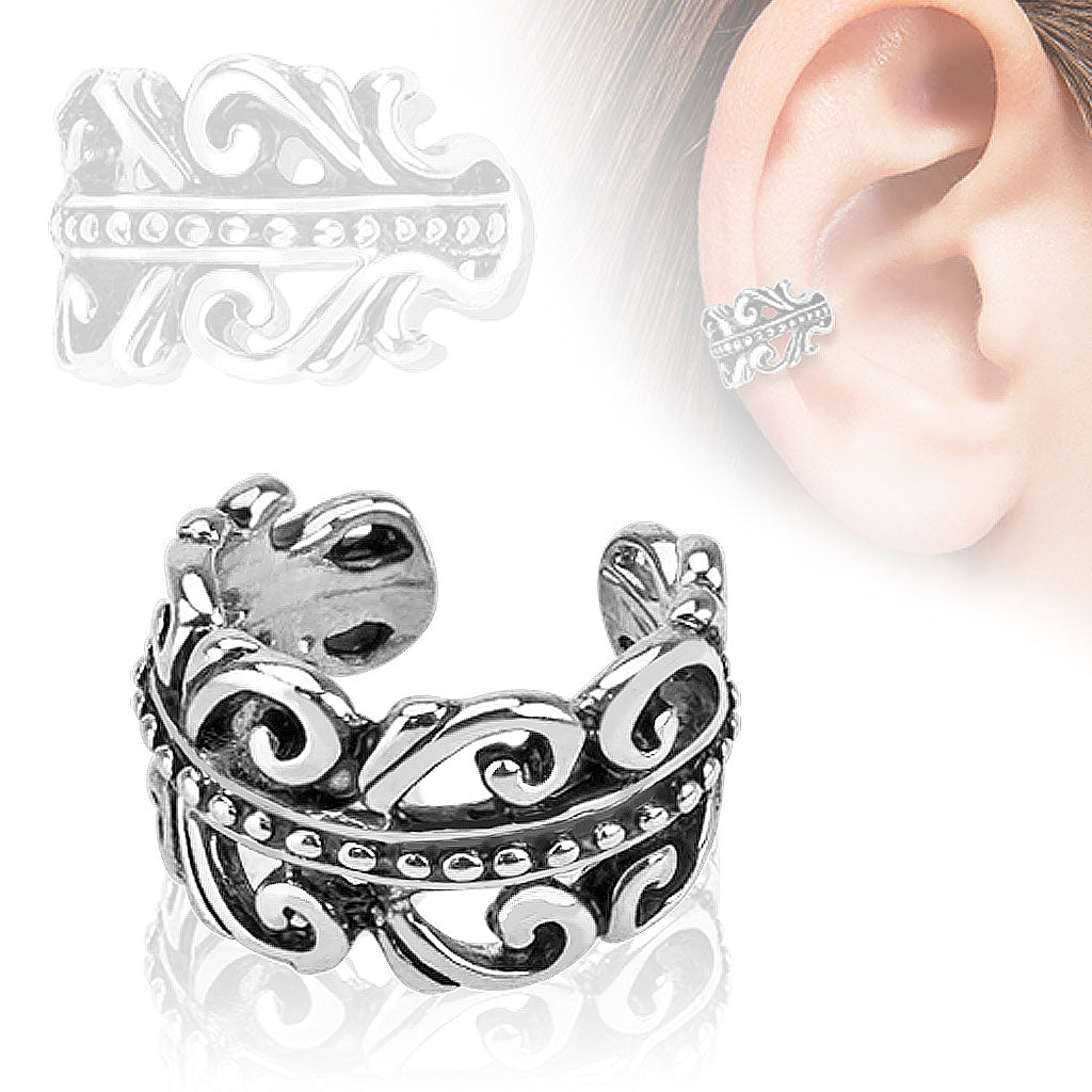 CLEARANCE - Paved Swirly Pattern Ear Cuff